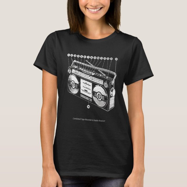 T-shirt Anatomie de Boombox Retro 80s 90s Ghetto Blaster H (Devant)