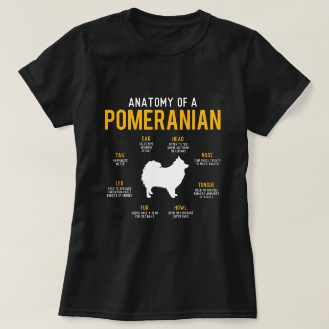 T-shirt Anatomie De Chien Poméranien Propriétaire Amoureux (Design devant)