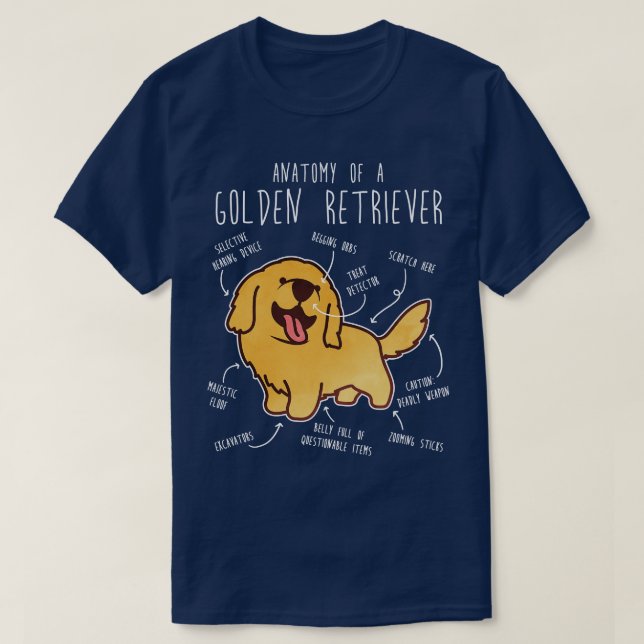 T-shirt Anatomie de Golden Retriever 2 (Design devant)