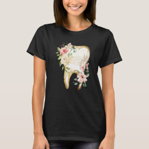 T-shirt Anatomie dentaire vintage Florale Dent Hygiéniste 