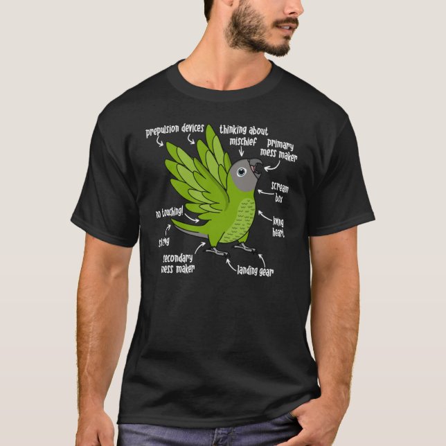 T-shirt Anatomie des perroquets I Dusky dirigé Conure (Devant)