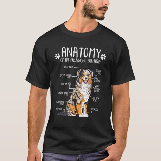 T-shirt Anatomie drôle Australien Berger Amoureux des chie (Devant)