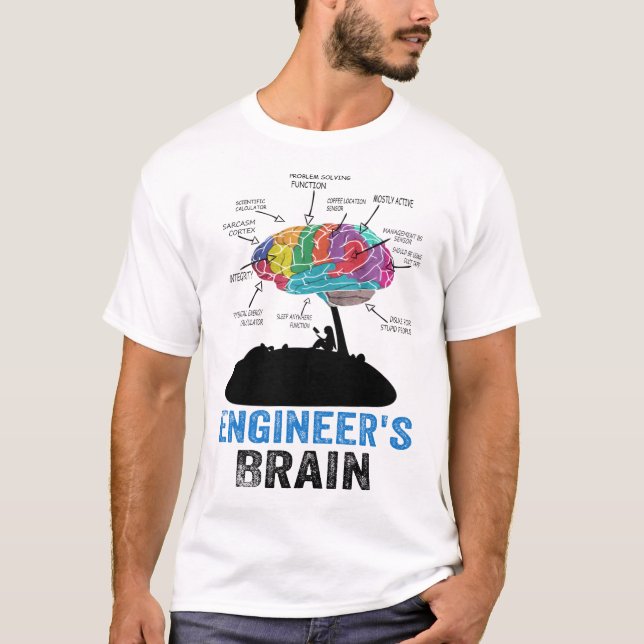 T-shirt Anatomie drôle du cerveau de l'ingénieur (Devant)