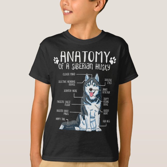 T-shirt Anatomie drôle Sibérie Husky Amoureux des chiens (Devant)