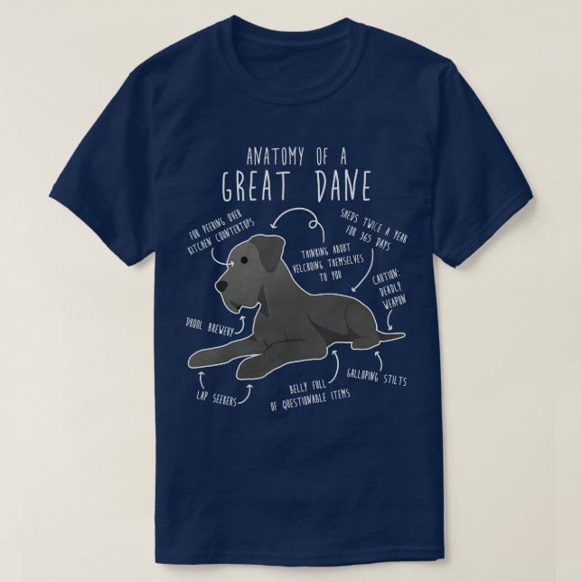 T-shirt Anatomie du chien bleu grand Danse (Design devant)