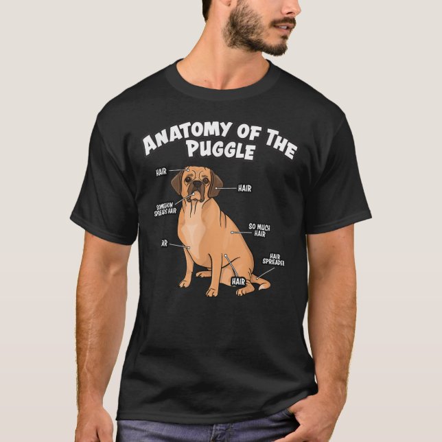 T-shirt Anatomie du Puggle Funny Carlin de l'amoureux du c (Devant)