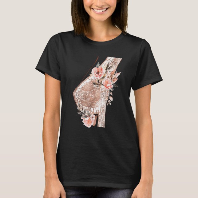 T-shirt Anatomie du sein floral Mammaire Gland Femmes Poit (Devant)