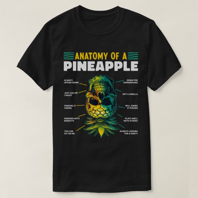 T-shirt Anatomie d'un ananas drôle à l'envers (Design devant)