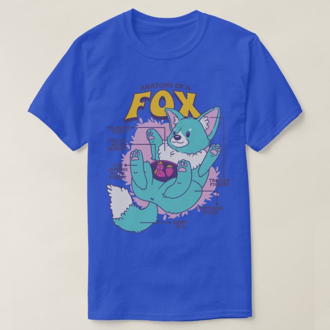 T-shirt Anatomie d'un cadeau animal amusant Fox (Design devant)