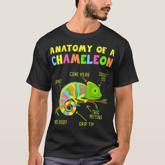 T-shirt Anatomie d'un chameleon Lizard Reptiles (Devant)