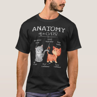 T-shirt Anatomie D'Un Chat Drôle Chat Maman Kitty Kitten L