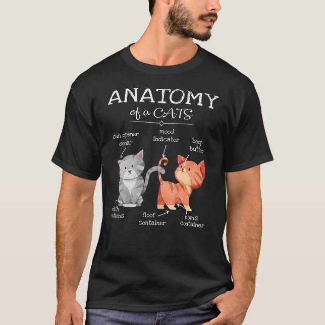 T-shirt Anatomie D'Un Chat Drôle Chat Maman Kitty Kitten L (Devant)