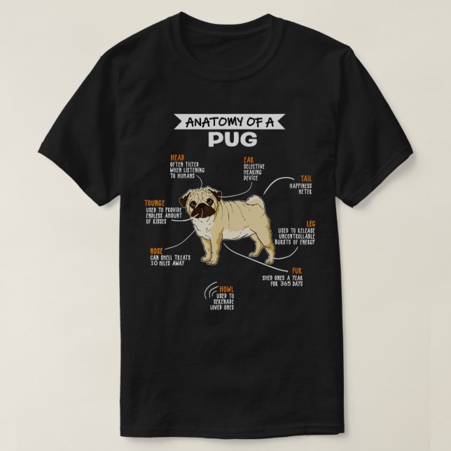 T-shirt Anatomie D'Un Chien Carlin Drôle Drôle Digne Chien (Design devant)