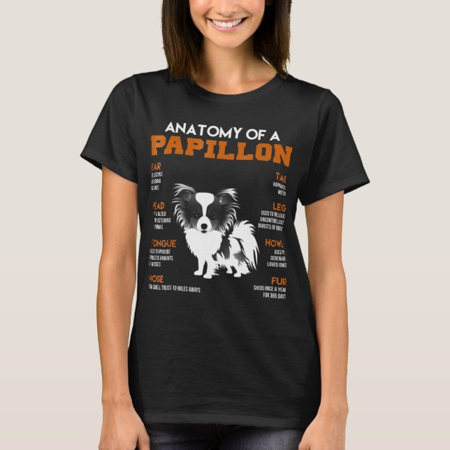 T-shirt Anatomie D'Un Chien De Papillon T Shirt Funny Gift (Devant)