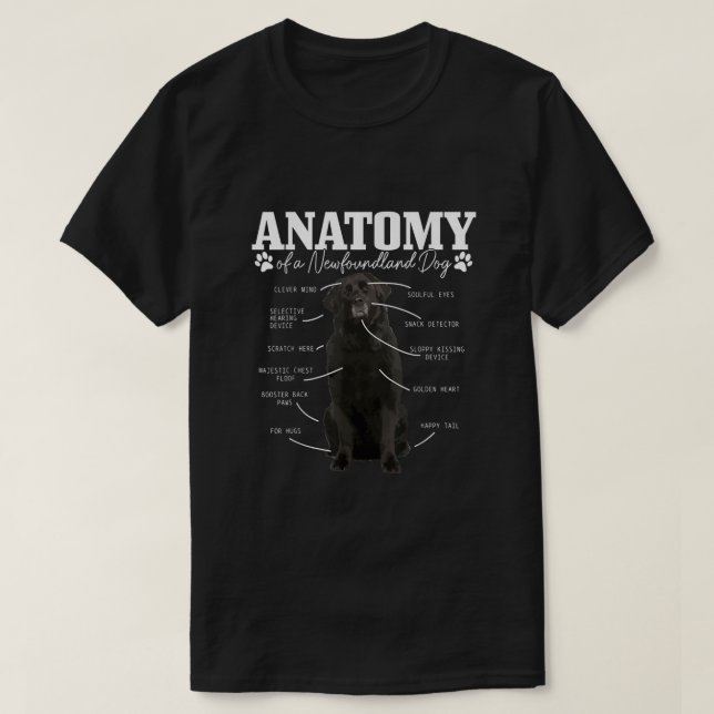 T-shirt Anatomie D'Un Chien De Terre-Neuve Drôle Mignonne  (Design devant)