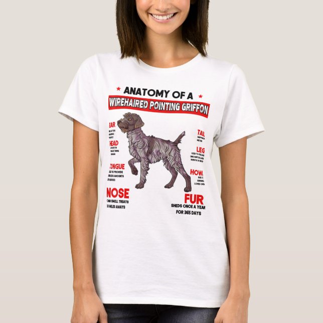 T-shirt Anatomie d'un chien griffon À poils durs (Devant)