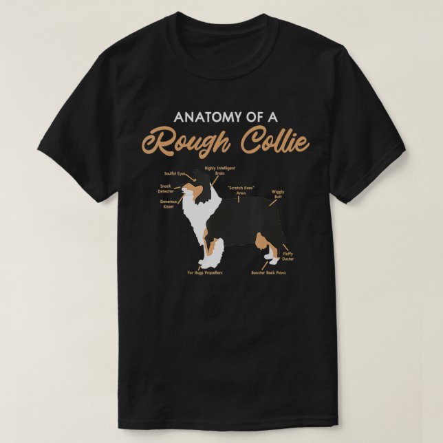 T-shirt Anatomie D'Un Collie Brut Drôle Chien Chien Chien  (Design devant)