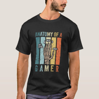 T-shirt Anatomie D'Un Joueur Vidéo Jeu Squelette Mains Hom