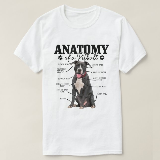 T-shirt Anatomie D'Un Pitbull Chien Drôle Mignonne Pitbull (Design devant)