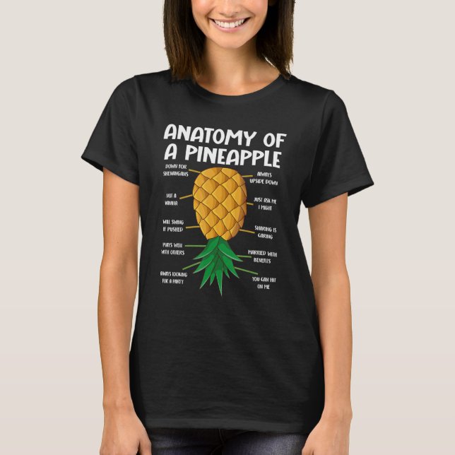 T-shirt Anatomie D'Un Porte-Ananas À L'Arrière Du Pineap (Devant)