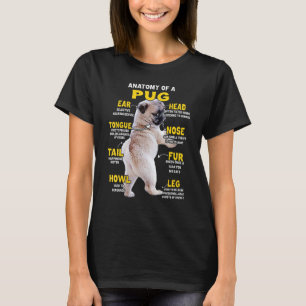 T-shirt Anatomie d'un Pug Chien Drôle