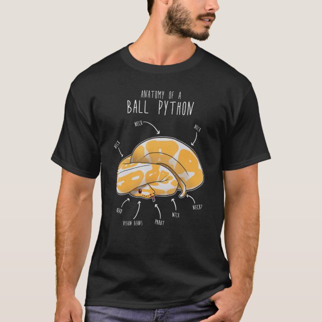 T-shirt Anatomie d'un Python à balle albinos, Funny Reptil (Devant)
