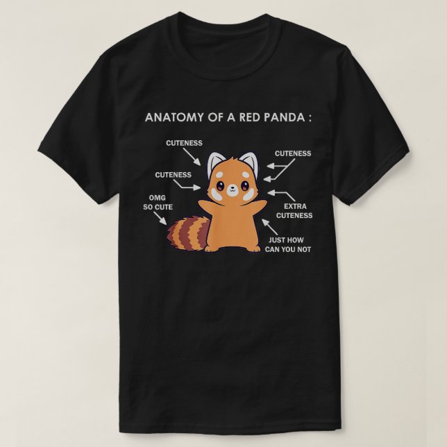 T-shirt Anatomie d'un zoologiste scientifique Red Panda (Design devant)