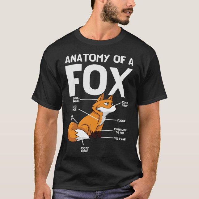 T-shirt Anatomy Of A Fox Foxes Animal Wild Zoo Classic Cut (Devant)
