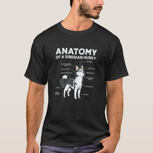 T-shirt Anatomy Of A Siberian Husky Anatomy Dog Husky (Devant)