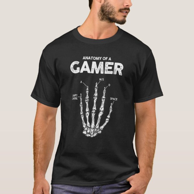 T-shirt Anatomy Of Gamer Skeleton Hand Gaming Gamer (Devant)