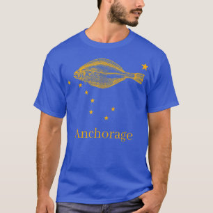T-shirt Anchorage Alaska State Flag Halibut Fishing 