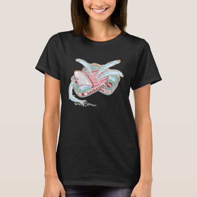 T-shirt Anchovies drôle de poisson en étain (Devant)
