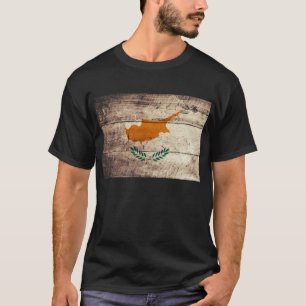 T-shirt Ancien Drapeau Chypre En Bois ;
