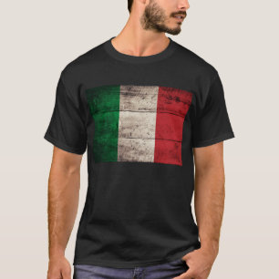 T-shirt Ancien Drapeau Italien En Bois ;