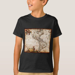 T-shirt Ancienne carte du continent américain