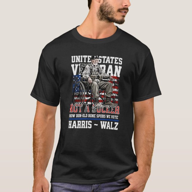 T-shirt Anciens Combattants Blessés Pour Harris Walz 2024 (Devant)