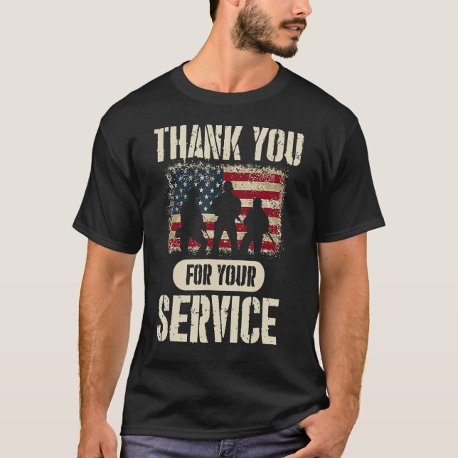 T-shirt Anciens Combattants Merci Pour Vos Services Patrio (Devant)