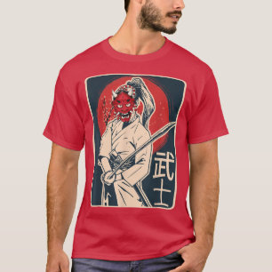 T-shirt Ancient Japanese Hannya Mask Samurai Katana Sword 