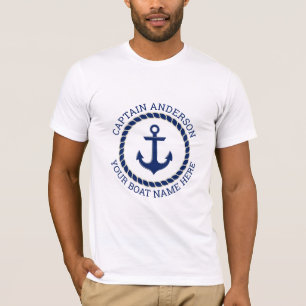 T-shirt Ancrage et corde du nom du capitaine et du bateau