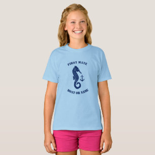 T-shirt Ancre à cheval de mer Premier bateau ou nom Navy