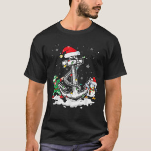 T-shirt Ancre Bateau Voile Noël Lumières Santa Hat
