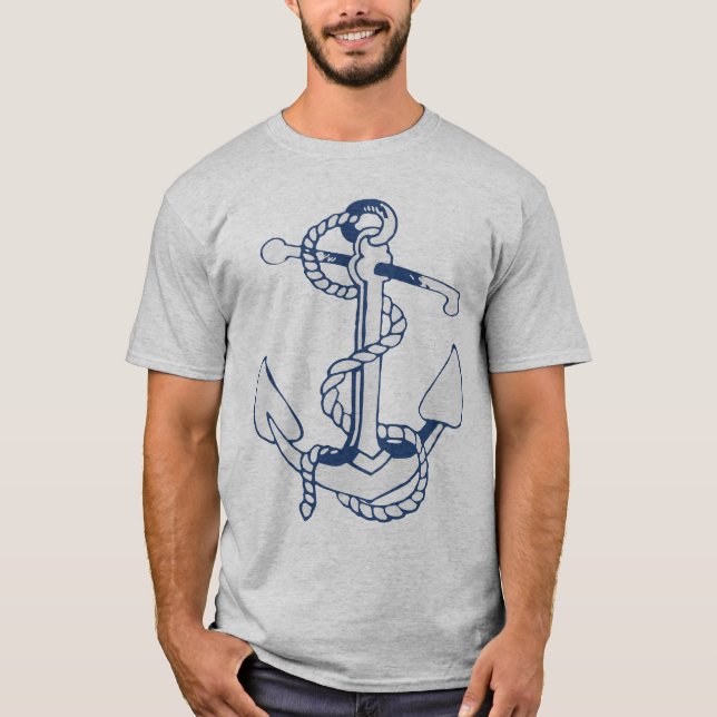 T-shirt Ancre de bateau nautique bleu marine 7a (Devant)