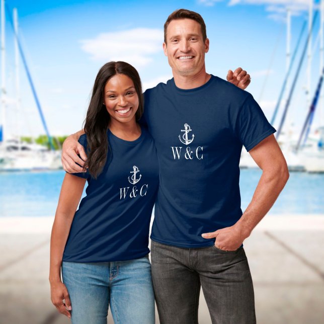 T-shirt Ancre de bateau nautique Monogramme personnalisé (Créateur téléchargé)