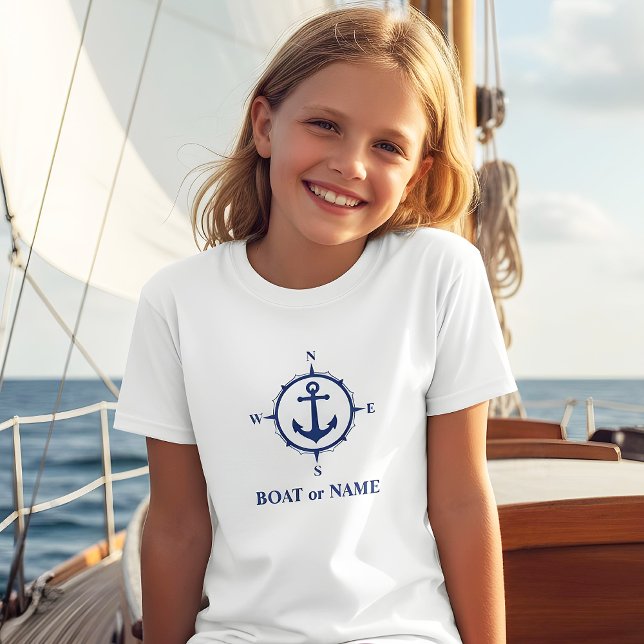 T-shirt Ancre de boussole nautique Votre bateau ou nom Bla (Créateur téléchargé)