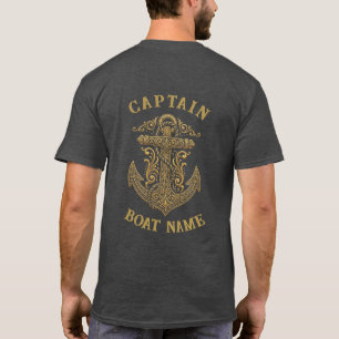 T-shirt Ancre de capitaine nautique personnalisée Nom du b