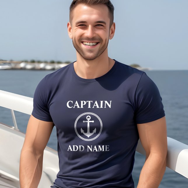 T-shirt Ancre de mer Capitaine Ajouter un nom ou un nom de (Créateur téléchargé)