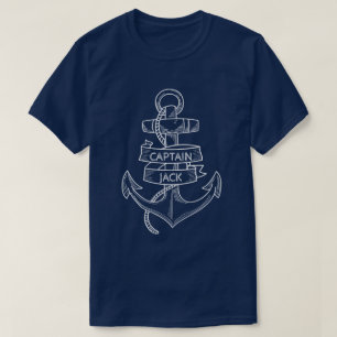 T-shirt Ancre échouée Custom Capitaine de marine masculine