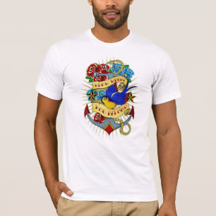 T-shirt Ancre, hirondelle et roses