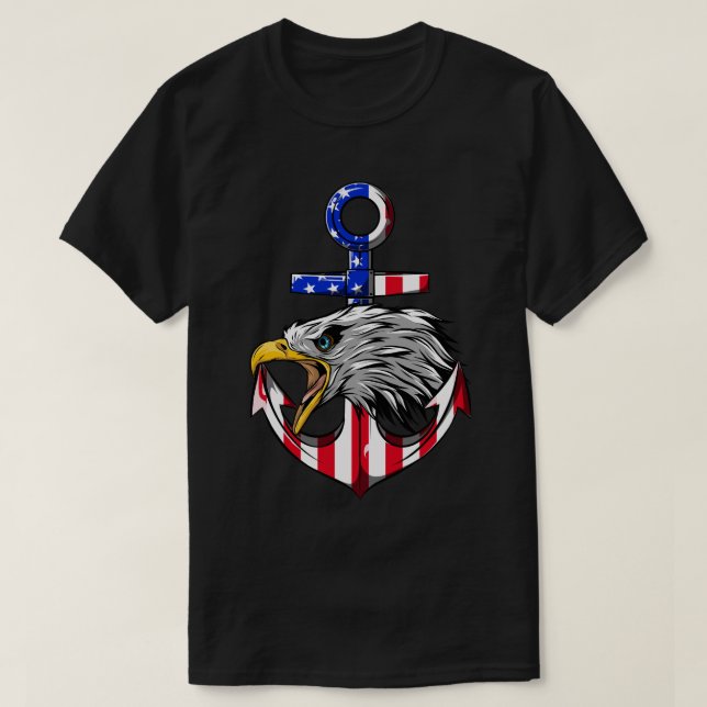 T-shirt Ancre patriotique Jour commémoratif du drapeau amé (Design devant)