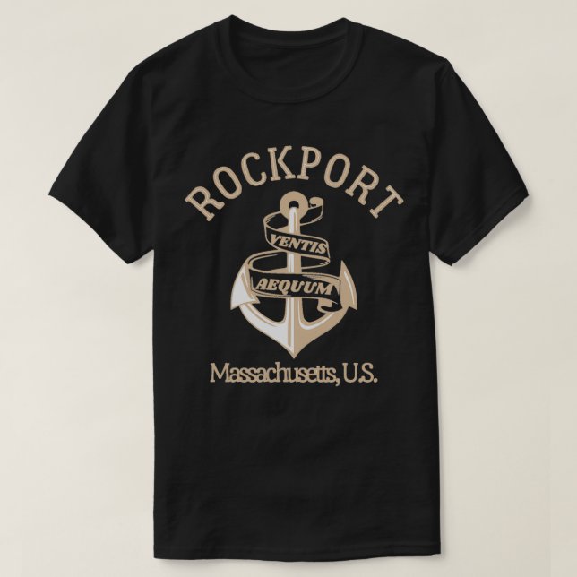 T-shirt Ancre rétro Rockport Massachusetts US Tan Text Vi (Design devant)